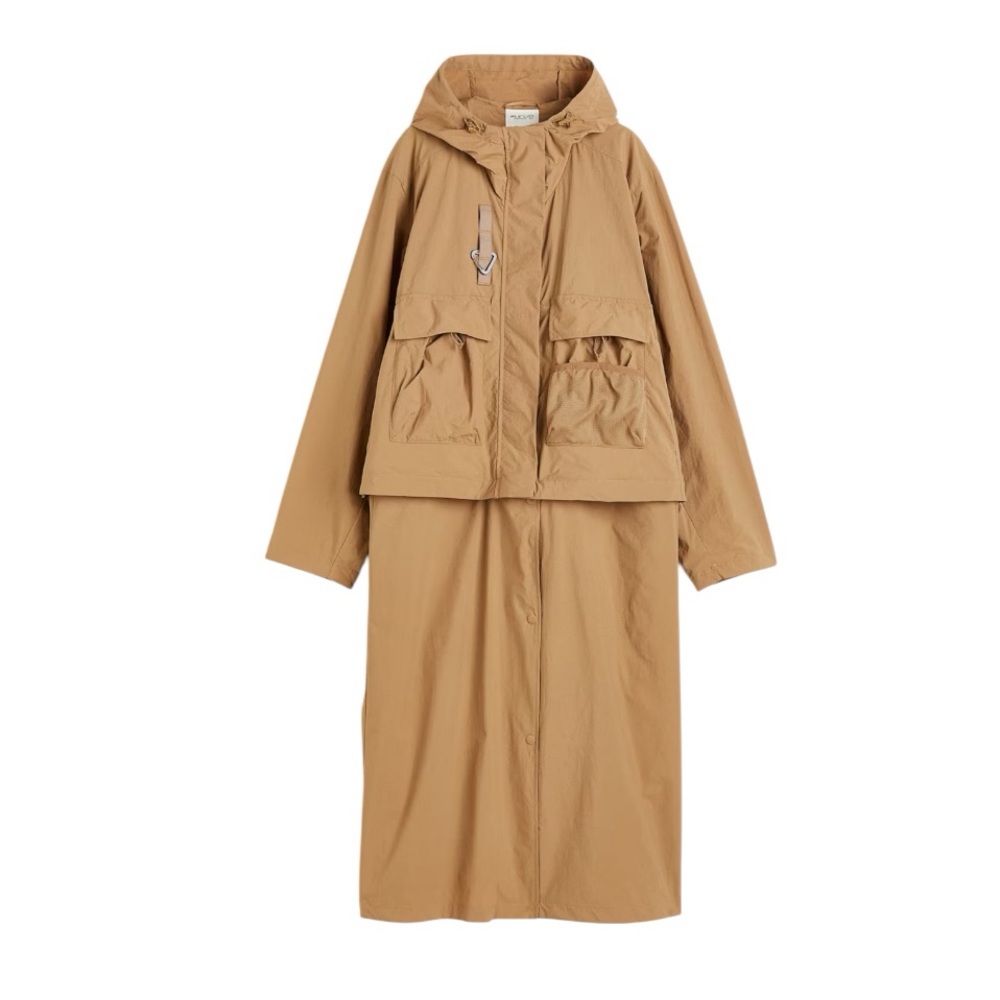 H&M MOVE Water-Repellent Adjustable-Length Outdoor Jacket Beige XL